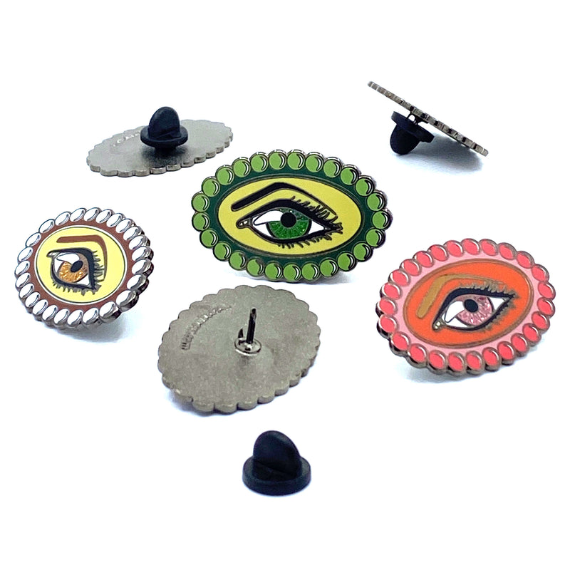 Eye See Citron Enamel Badge